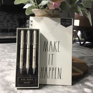 Rae Dunn Notebook and Set of Pens